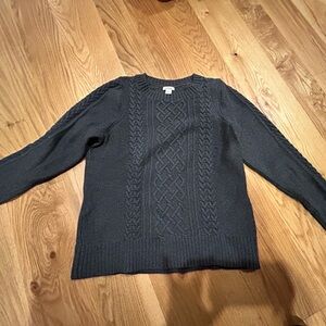 L.L. Bean Women's Charcoal Cable Knit Sweater
